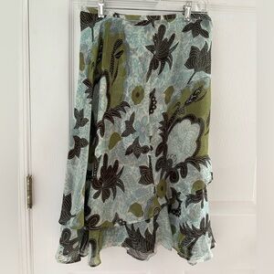 Ann Taylor Floral Blue Green Skirt Size 4